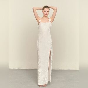 Floral devoré dress with side opening